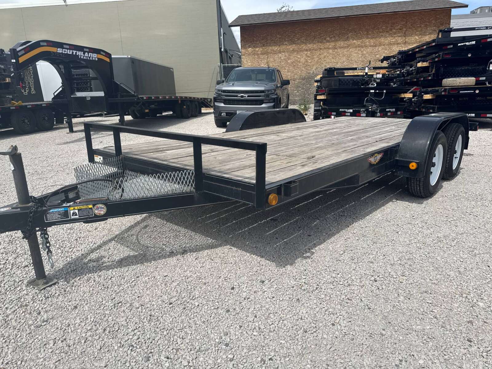 Photo of Pre Owned Used 2014 H&H 7x16 Flat Deck Car Hauler Trailer 7000lb GVW