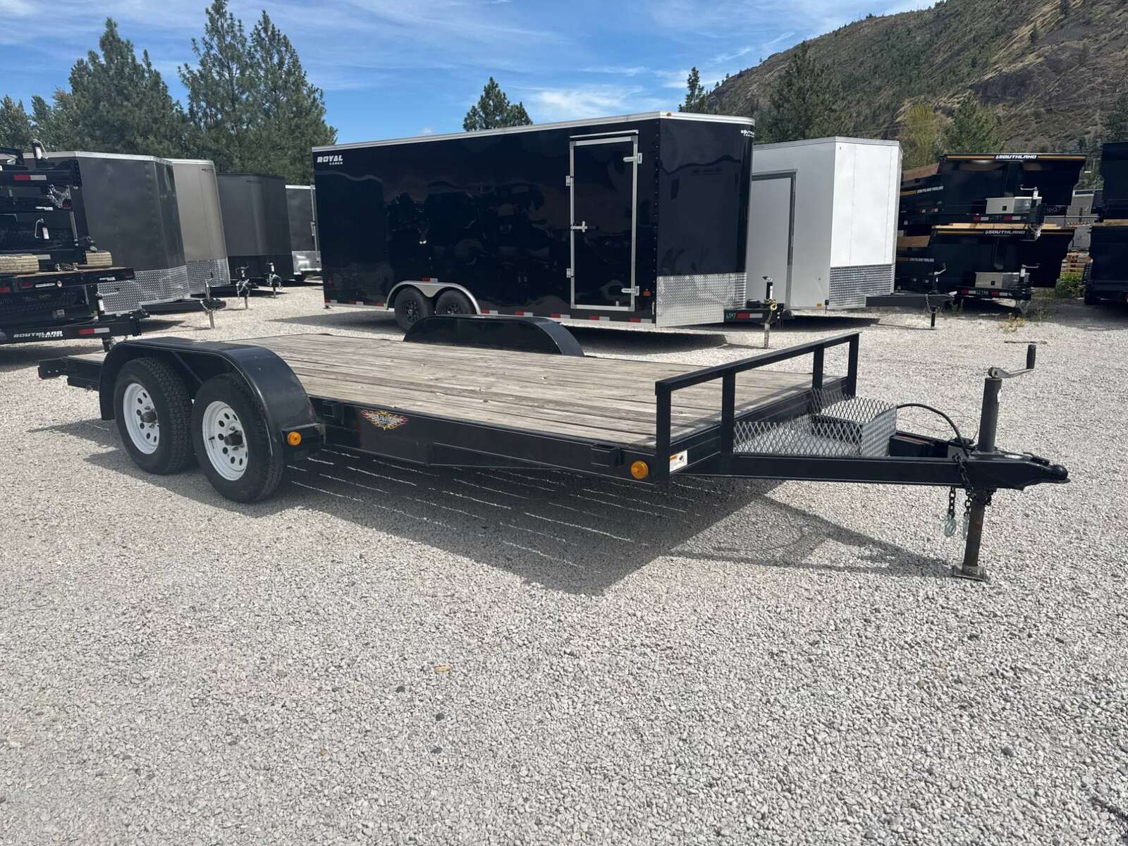 Photo of Pre Owned Used 2014 H&H 7x16 Flat Deck Car Hauler Trailer 7000lb GVW