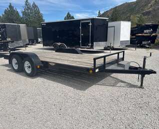 Thumbnail Photo of Pre Owned Used 2014 H&H 7x16 Flat Deck Car Hauler Trailer 7000lb GVW