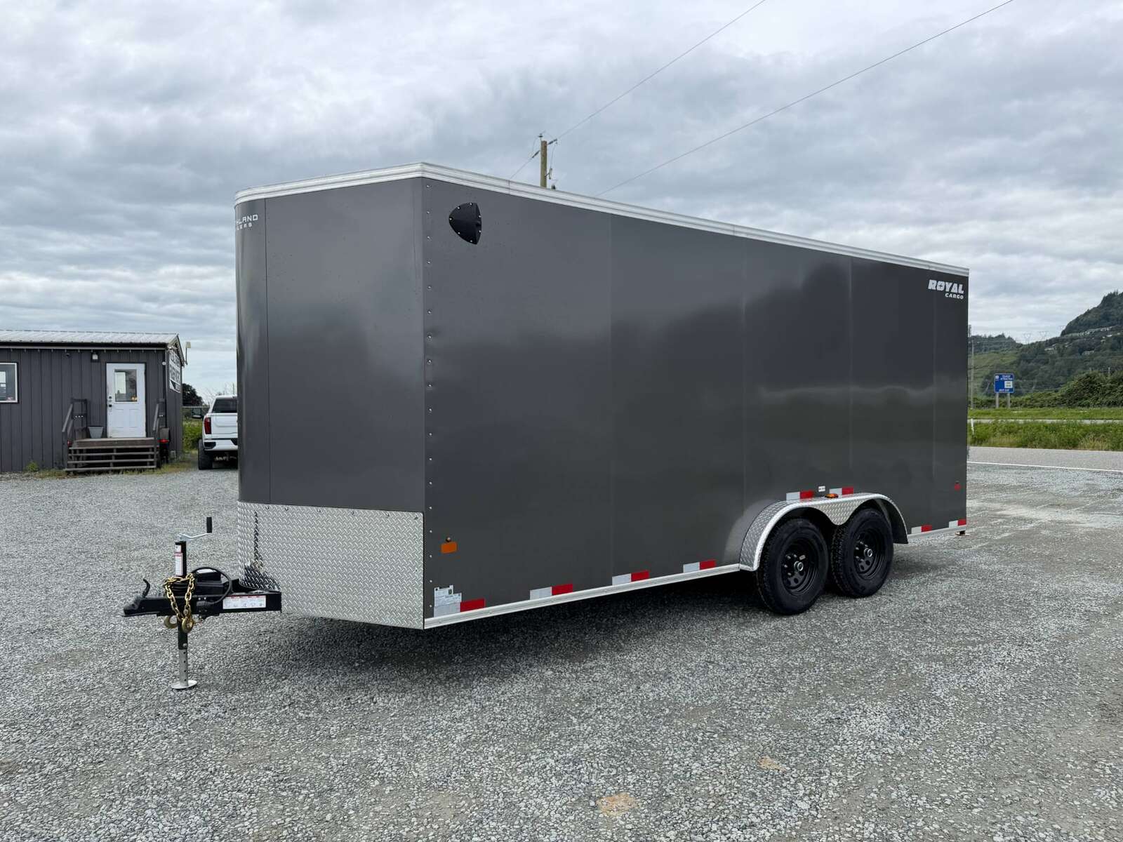 Photo of 2027 Royal 7.5x18 Cargo Enclosed Trailer Heavy Duty 11400lb GVW w/ Ramp Door Charcoal Grey