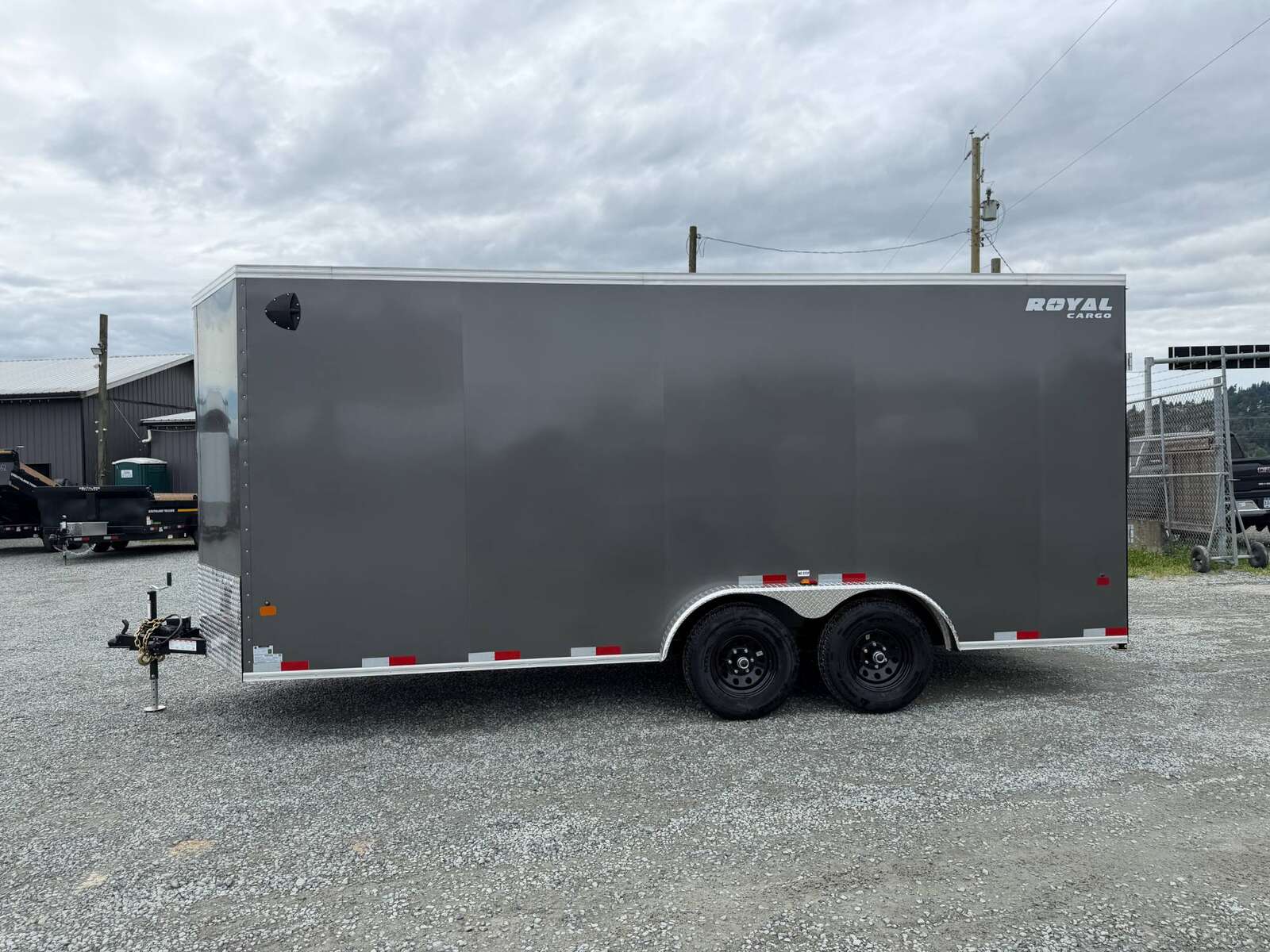 Photo of 2027 Royal 7.5x18 Cargo Enclosed Trailer Heavy Duty 11400lb GVW w/ Ramp Door Charcoal Grey