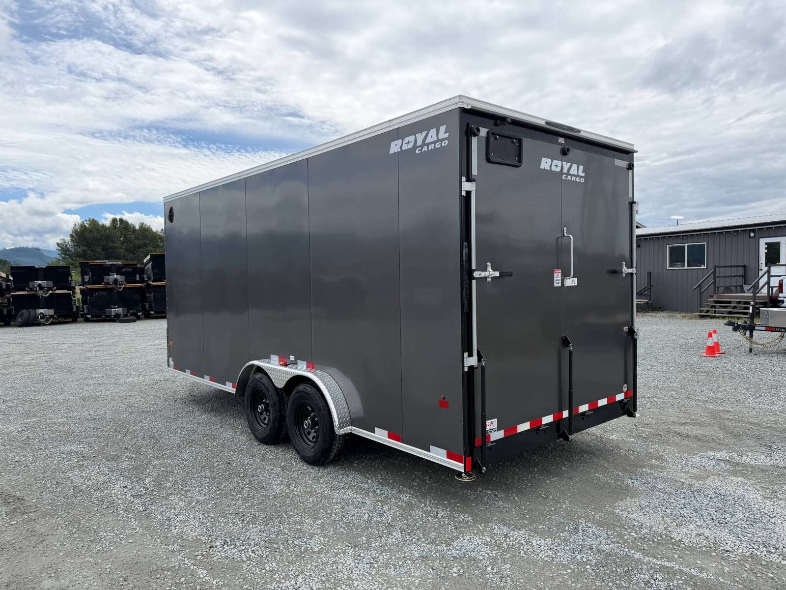 Photo of 2027 Royal 7.5x18 Cargo Enclosed Trailer Heavy Duty 11400lb GVW w/ Ramp Door Charcoal Grey
