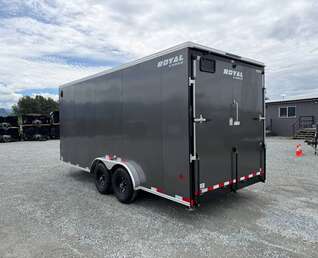 Thumbnail Photo of 2027 Royal 7.5x18 Cargo Enclosed Trailer Heavy Duty 11400lb GVW w/ Ramp Door Charcoal Grey
