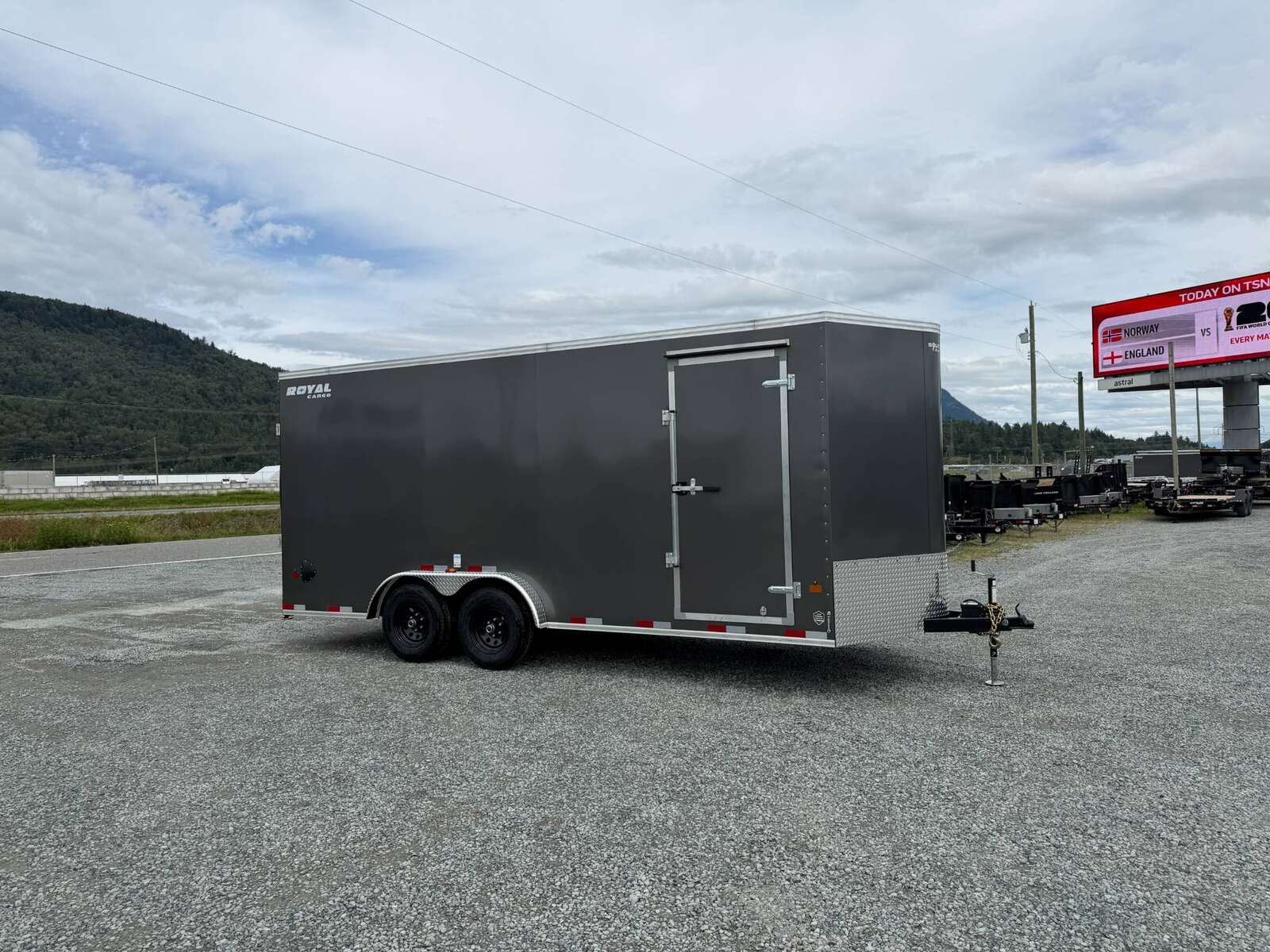 Photo of 2027 Royal 7.5x18 Cargo Enclosed Trailer Heavy Duty 11400lb GVW w/ Ramp Door Charcoal Grey
