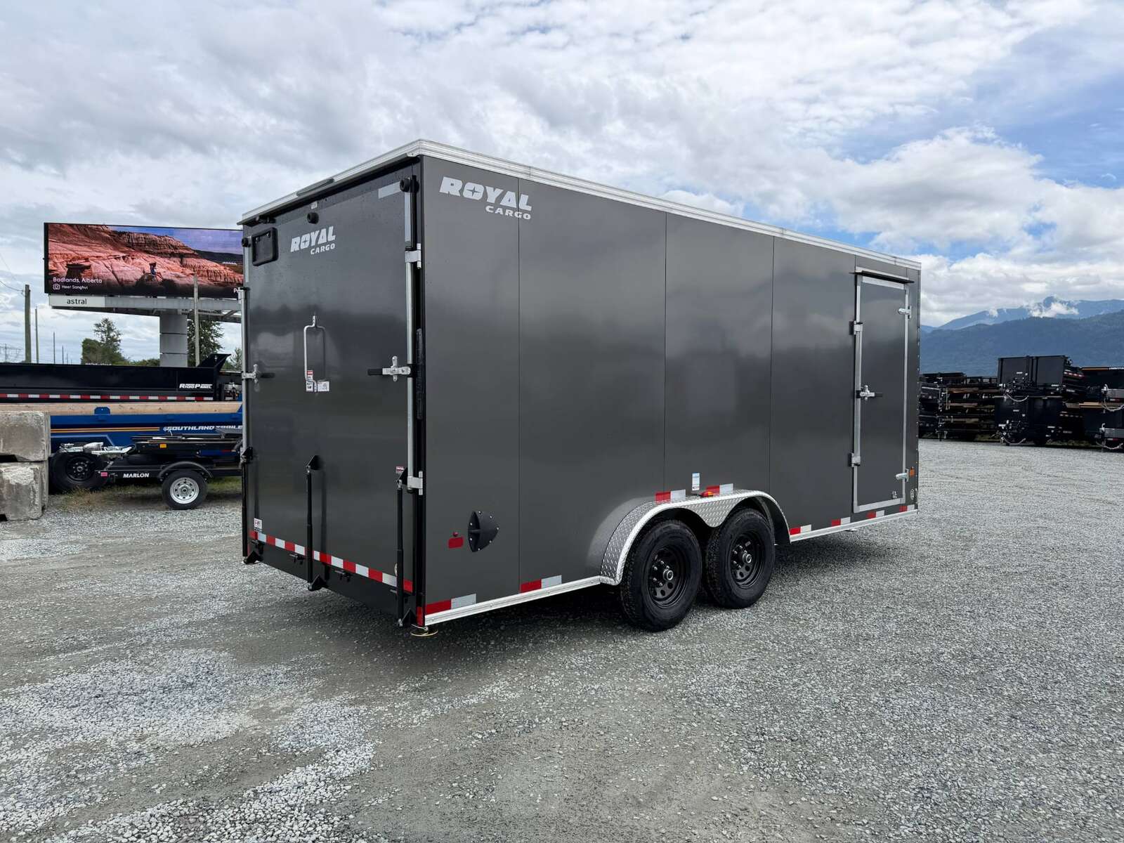 Photo of 2027 Royal 7.5x18 Cargo Enclosed Trailer Heavy Duty 11400lb GVW w/ Ramp Door Charcoal Grey