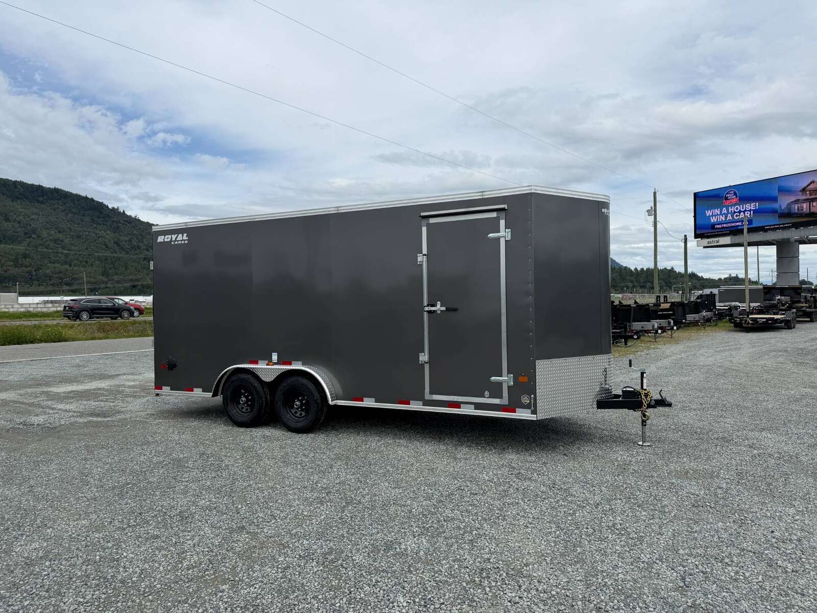 Photo of 2027 Royal 7.5x18 Cargo Enclosed Trailer Heavy Duty 11400lb GVW w/ Ramp Door Charcoal Grey