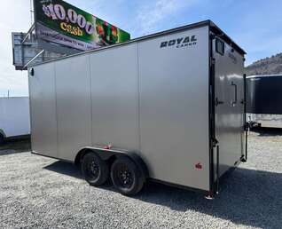 Thumbnail Photo of 2026 Royal 7.5X16 V-NOSE RAMP DOOR EXTRA HEIGHT Cargo / Enclosed Trailer Pewter w/ Blackout Package 7700lb GVW