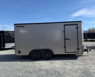 Thumbnail Photo of 2026 Royal 7.5X16 V-NOSE RAMP DOOR EXTRA HEIGHT Cargo / Enclosed Trailer Pewter w/ Blackout Package 7700lb GVW