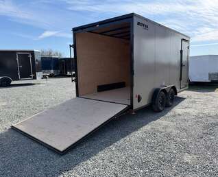 Thumbnail Photo of 2026 Royal 7.5X16 V-NOSE RAMP DOOR EXTRA HEIGHT Cargo / Enclosed Trailer Pewter w/ Blackout Package 7700lb GVW