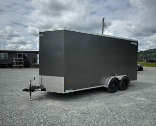 Thumbnail Photo of 2026 Royal 7x16 Enclosed Cargo Trailer V Nose Ramp Door Charcoal 7700lb GVW Extra Height (GSR)