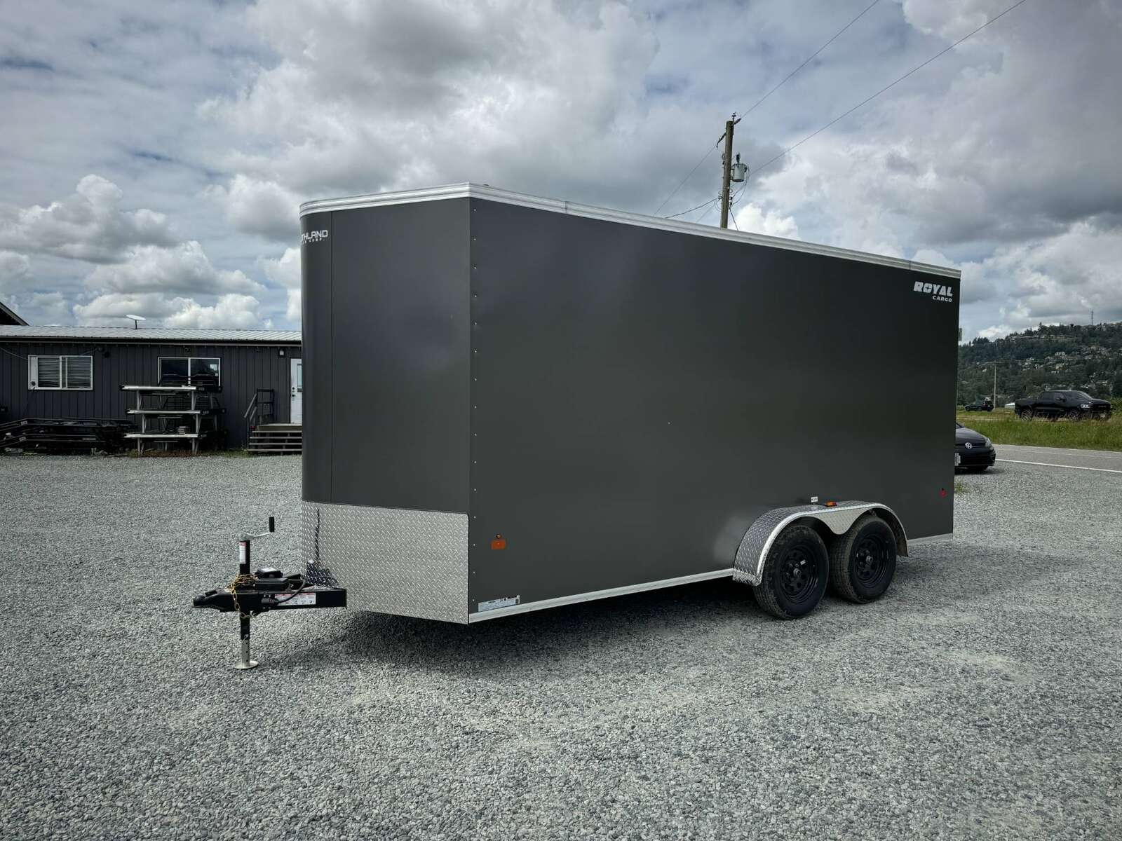 Photo of 2026 Royal 7x16 Enclosed Cargo Trailer V Nose Ramp Door Charcoal 7700lb GVW Extra Height (GSR)