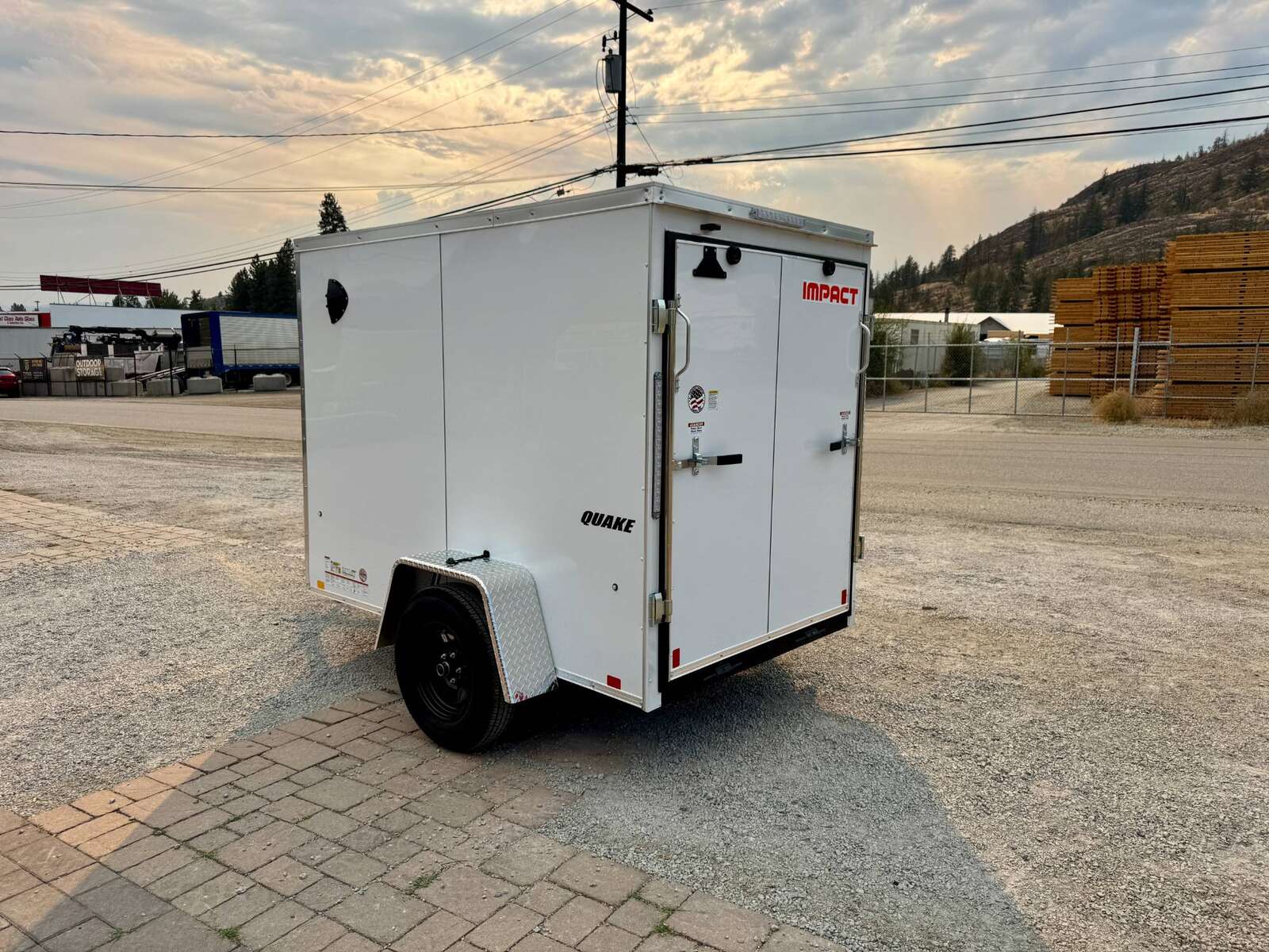 Photo of 2027 Impact Quake 5x8 V Nose Cargo / Enclosed Trailer White Ramp Door 2990lb GVW