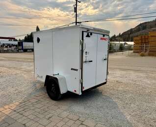 Thumbnail Photo of 2027 Impact Quake 5x8 V Nose Cargo / Enclosed Trailer White Ramp Door 2990lb GVW