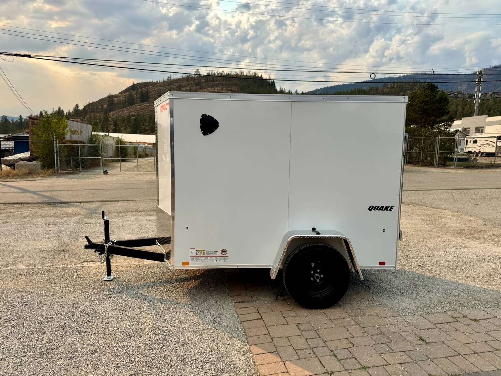 Photo of 2027 Impact Quake 5x8 V Nose Cargo / Enclosed Trailer White Ramp Door 2990lb GVW