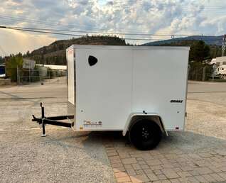 Thumbnail Photo of 2027 Impact Quake 5x8 V Nose Cargo / Enclosed Trailer White Ramp Door 2990lb GVW