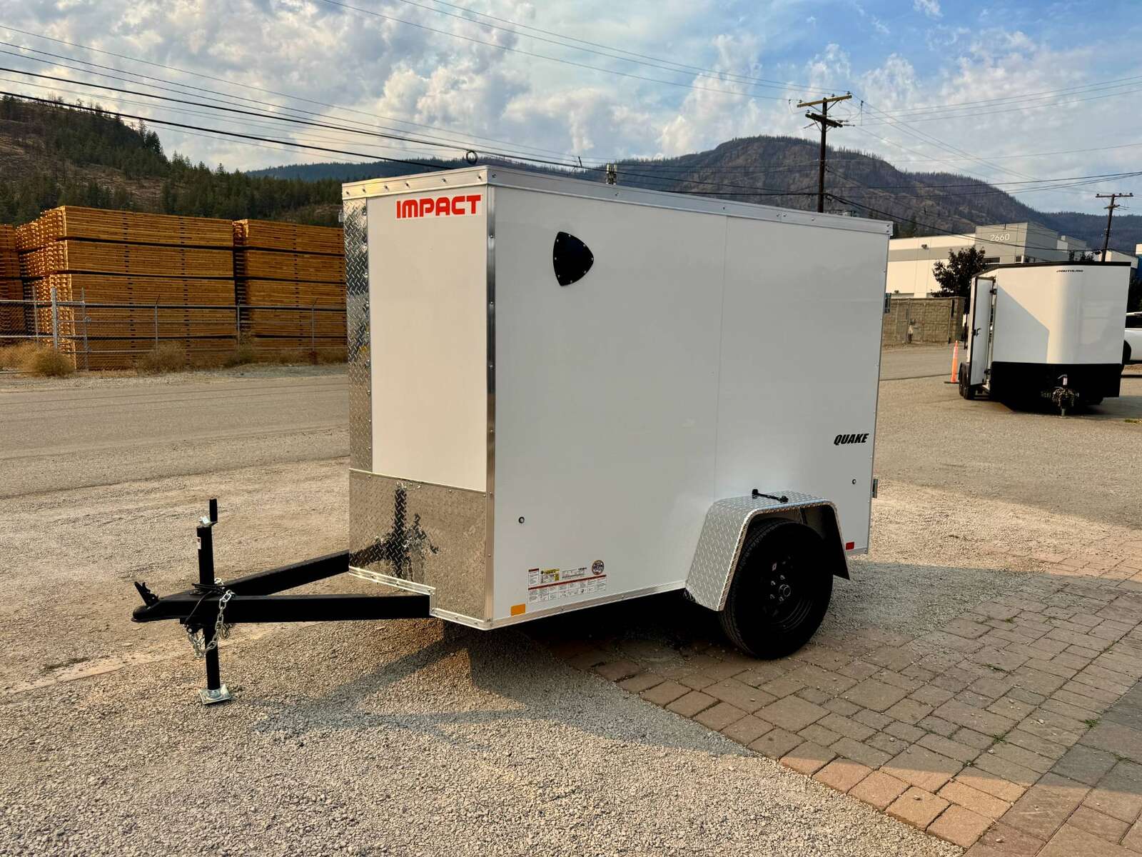 Photo of 2027 Impact Quake 5x8 V Nose Cargo / Enclosed Trailer White Ramp Door 2990lb GVW