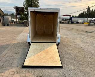 Thumbnail Photo of 2027 Impact Quake 5x8 V Nose Cargo / Enclosed Trailer White Ramp Door 2990lb GVW