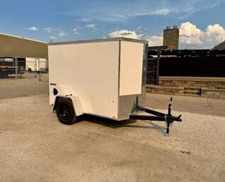Thumbnail Photo of 2027 Impact Quake 5x8 V Nose Cargo / Enclosed Trailer White Ramp Door 2990lb GVW