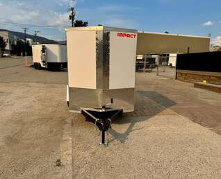 Thumbnail Photo of 2027 Impact Quake 5x8 V Nose Cargo / Enclosed Trailer White Ramp Door 2990lb GVW