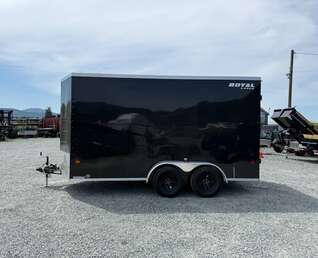 Thumbnail Photo of 2027 Royal Cargo 7X14 V Nose 7700LB GVW BARN DOORS Black Enclosed Trailer Extra Tall