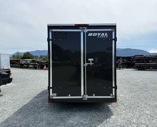 Thumbnail Photo of 2027 Royal Cargo 7X14 V Nose 7700LB GVW BARN DOORS Black Enclosed Trailer Extra Tall