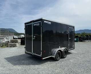 Thumbnail Photo of 2027 Royal Cargo 7X14 V Nose 7700LB GVW BARN DOORS Black Enclosed Trailer Extra Tall