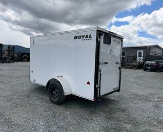 Thumbnail Photo of 2027 Royal Cargo 5x10 Cargo Enclosed Trailer V Nose Ramp Door White 2900lb GVW (GSR)