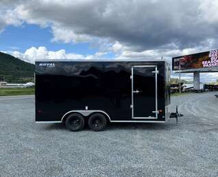 Thumbnail Photo of 2026 Royal 7.5X16 V-NOSE RAMP DOOR EXTRA HEIGHT Cargo / Enclosed Trailer Black 7700lb GVW