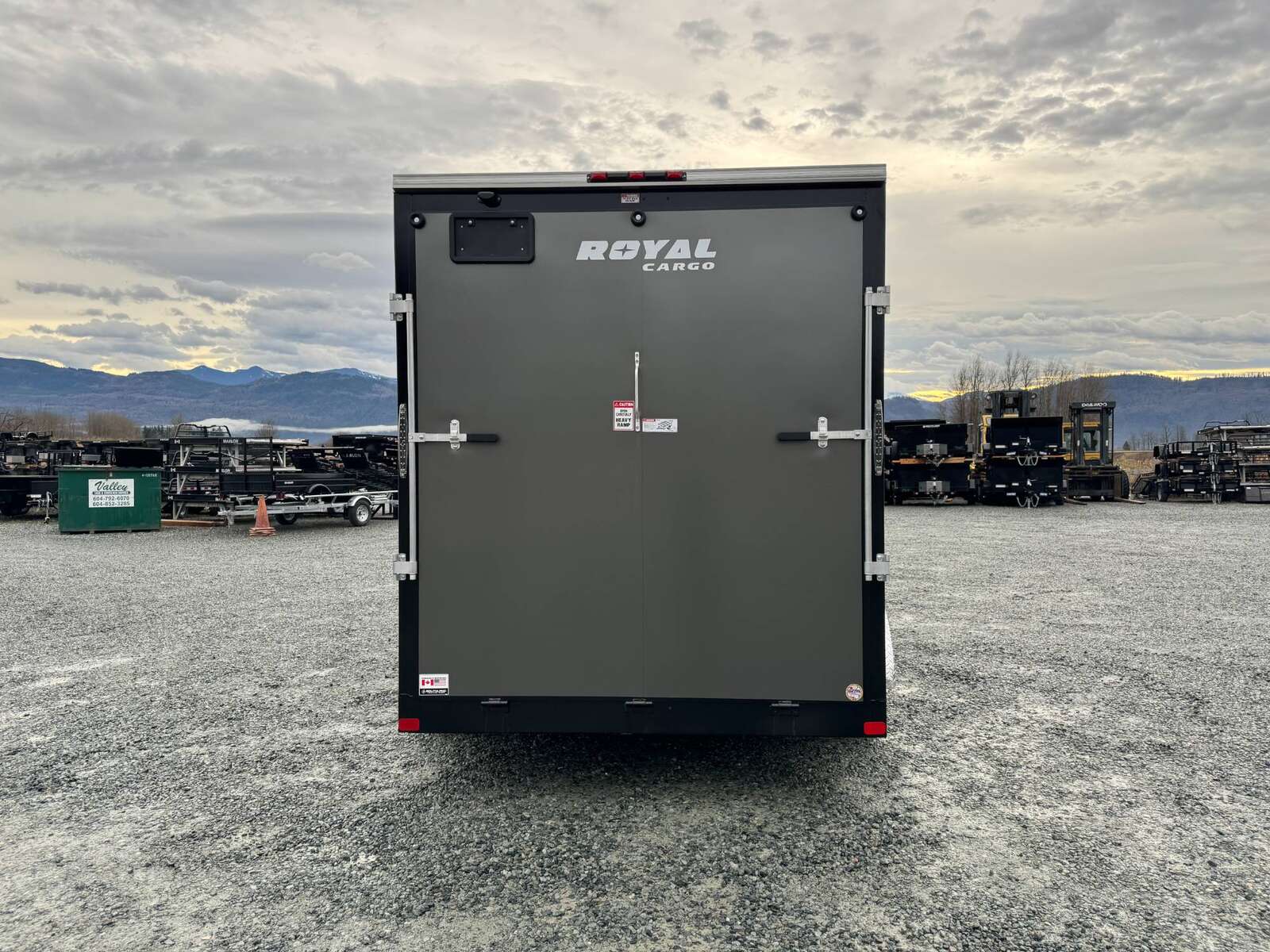 Photo of 2026 Royal 7x14 V Nose Cargo / Enclosed Trailer Extra Height Ramp Door Charcoal Grey 7700lb GVW