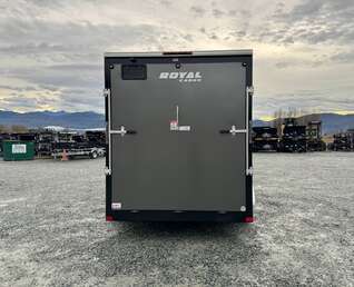 Thumbnail Photo of 2026 Royal 7x14 V Nose Cargo / Enclosed Trailer Extra Height Ramp Door Charcoal Grey 7700lb GVW