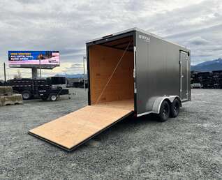 Thumbnail Photo of 2026 Royal 7x14 V Nose Cargo / Enclosed Trailer Extra Height Ramp Door Charcoal Grey 7700lb GVW