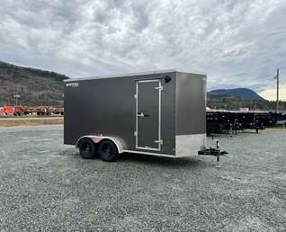 Thumbnail Photo of 2026 Royal 7x14 V Nose Cargo / Enclosed Trailer Extra Height Ramp Door Charcoal Grey 7700lb GVW