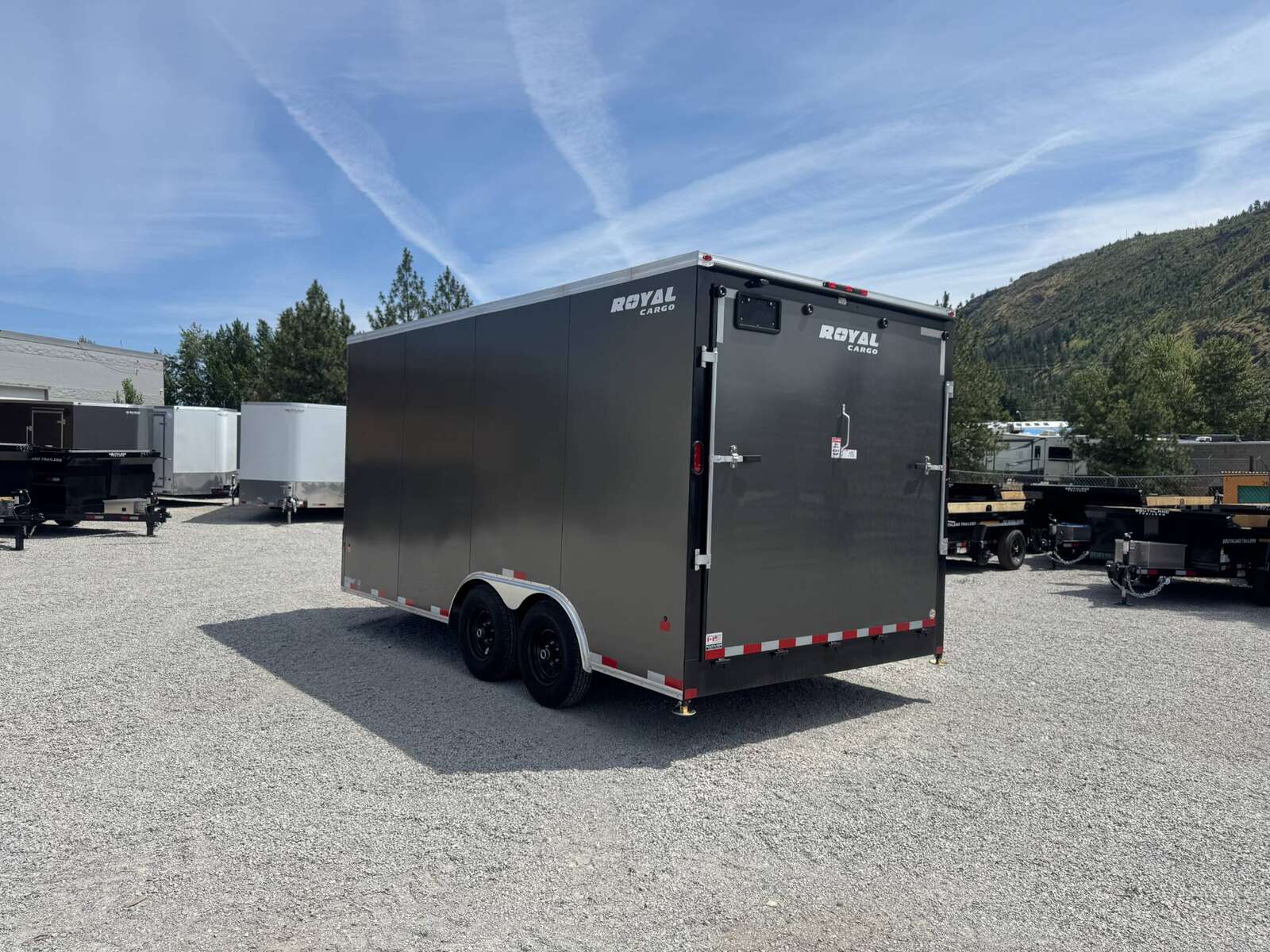 Photo of 2026 Royal Cargo 8.5X16 V NOSE Cargo / Enclosed Trailer Charcoal Grey RAMP DOOR EXTRA HEIGHT 11,400LB GVW