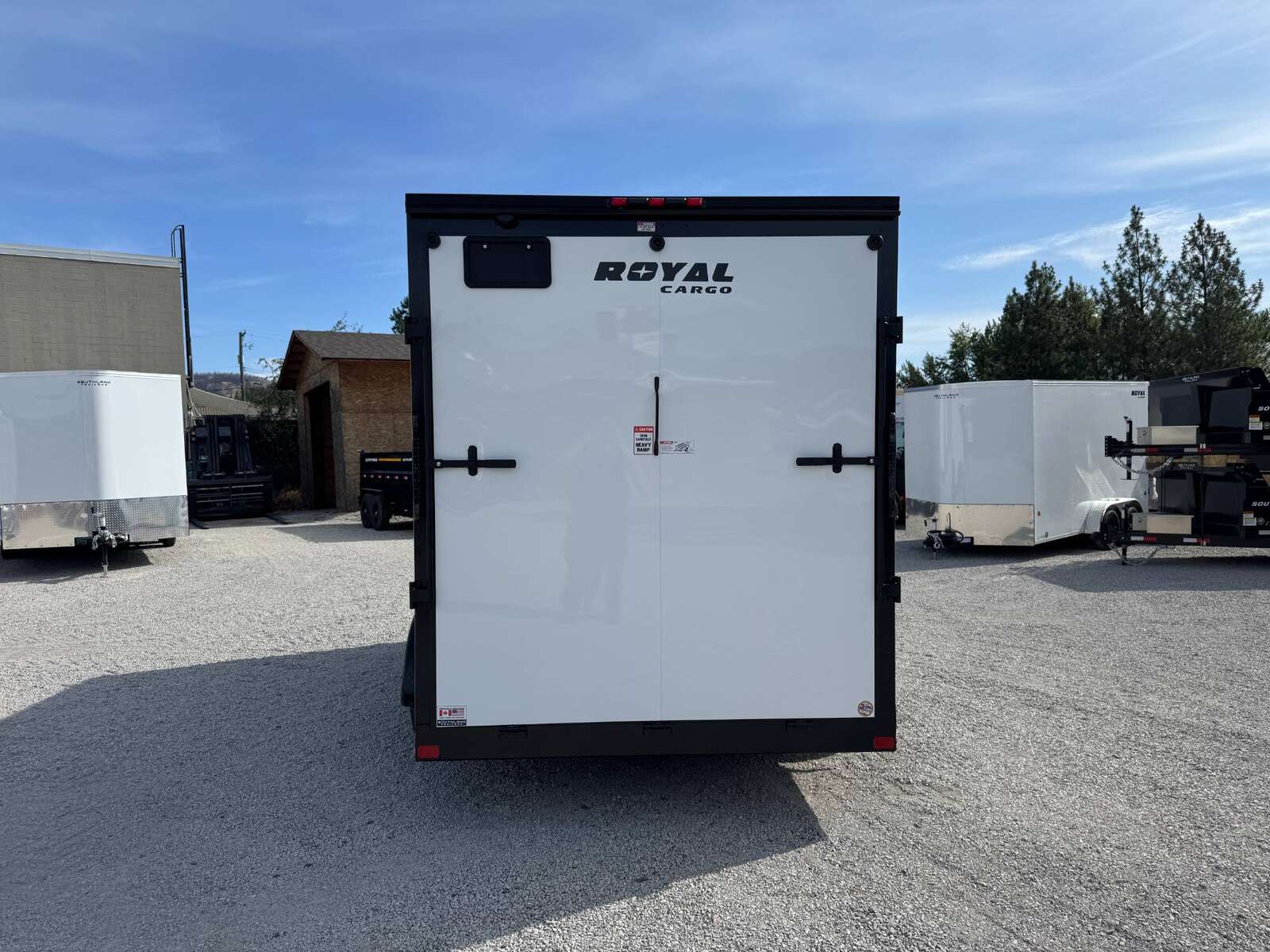 Photo of 2026 Royal 7x14 V Nose Cargo / Enclosed Trailer Extra Height Ramp Door White w/ Black Trim 7700lb GVW