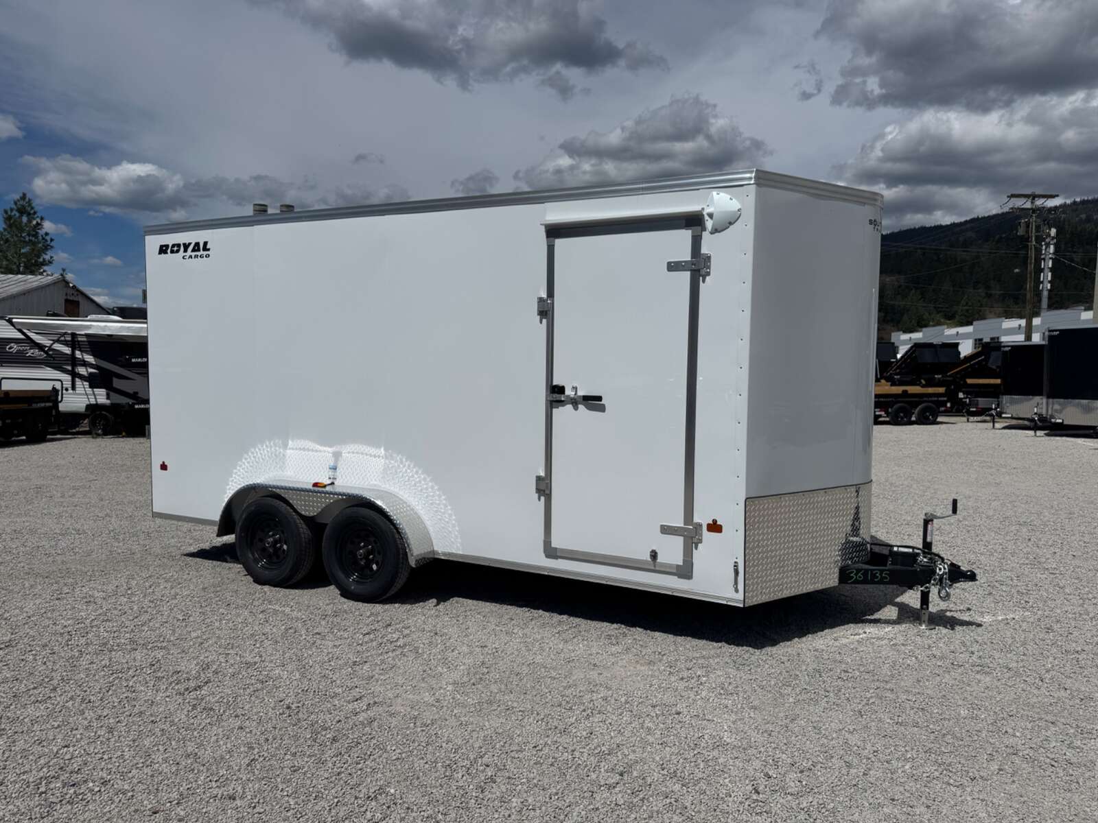 Photo of 2026 Royal 7x16 Enclosed Cargo Trailer V Nose Ramp Door White 7700lb GVW Extra Height