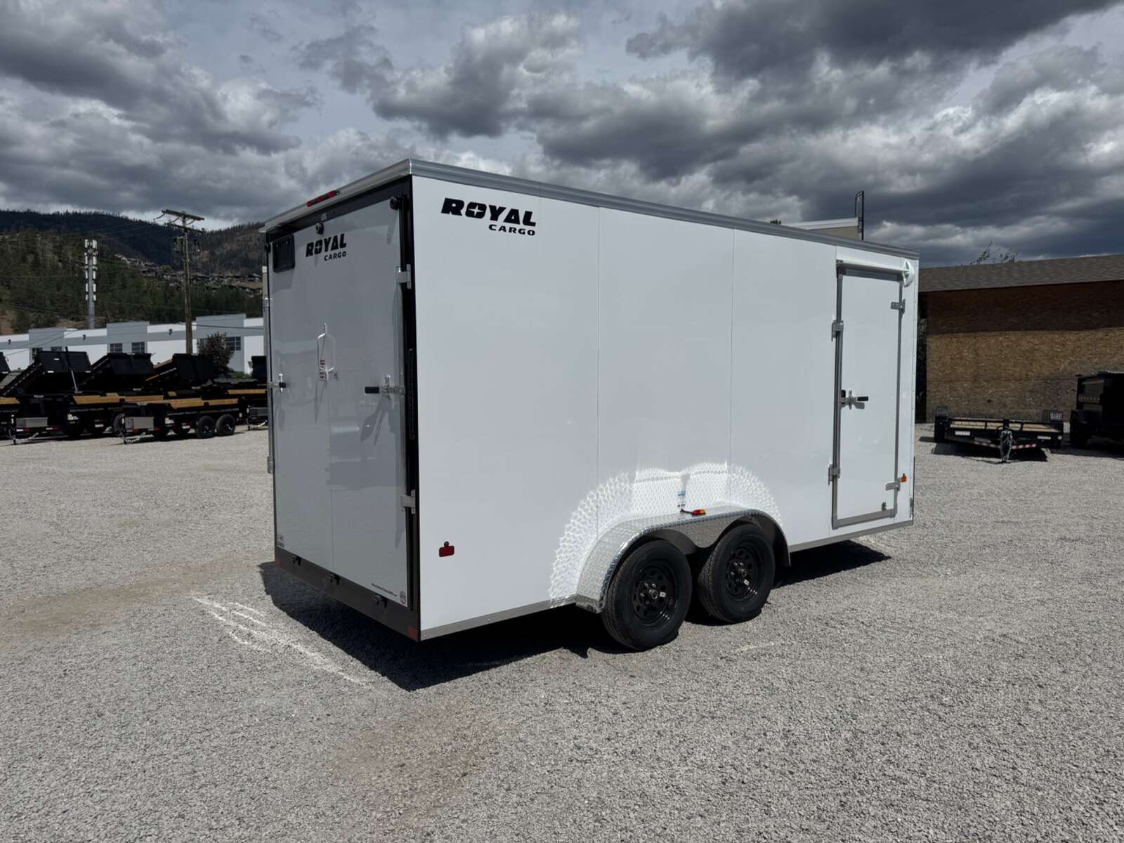 Photo of 2026 Royal 7x16 Enclosed Cargo Trailer V Nose Ramp Door White 7700lb GVW Extra Height
