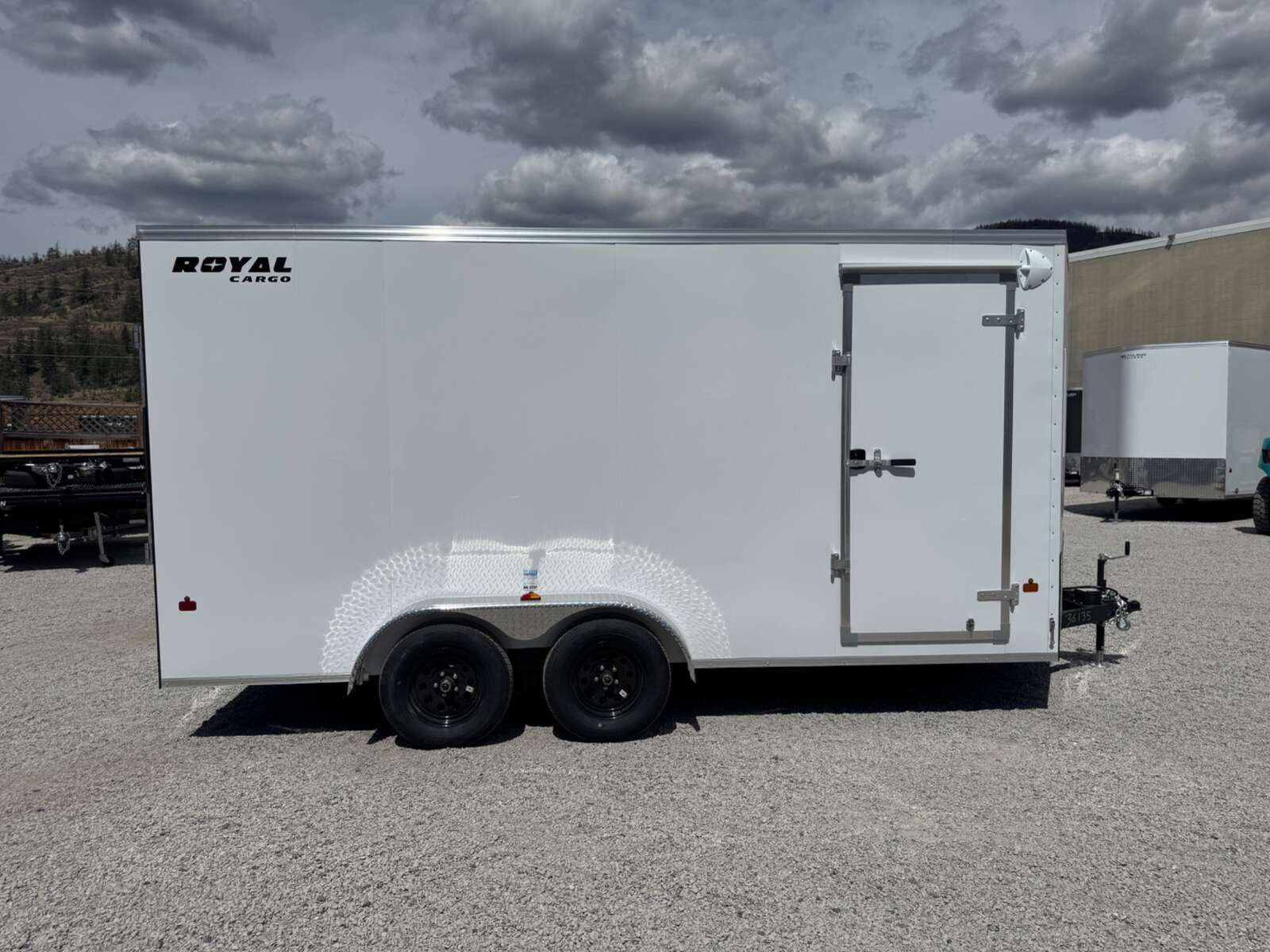Photo of 2026 Royal 7x16 Enclosed Cargo Trailer V Nose Ramp Door White 7700lb GVW Extra Height