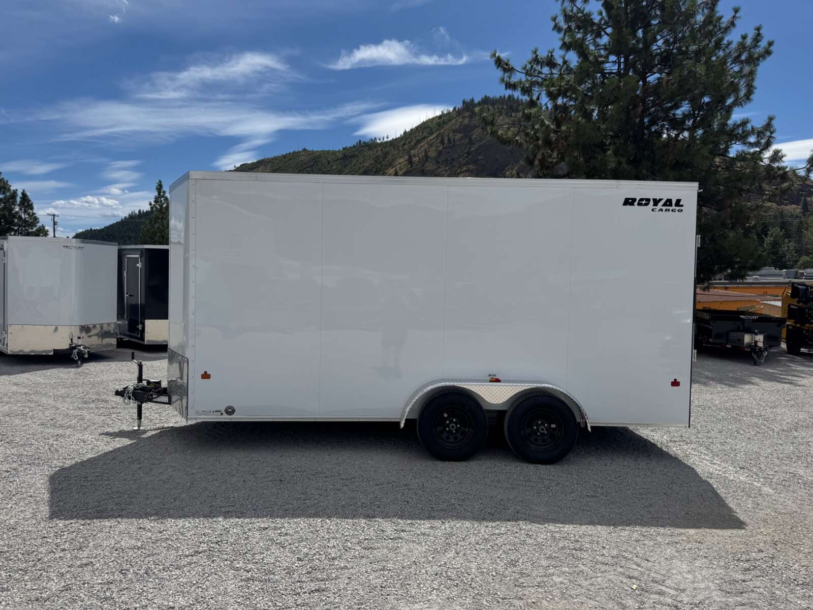 Photo of 2026 Royal 7x16 Enclosed Cargo Trailer V Nose Ramp Door White 7700lb GVW Extra Height