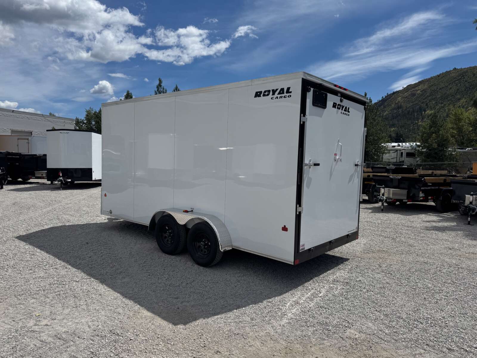 Photo of 2026 Royal 7x16 Enclosed Cargo Trailer V Nose Ramp Door White 7700lb GVW Extra Height