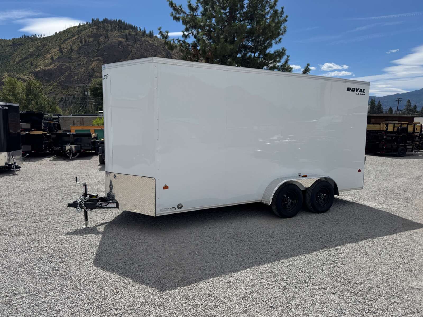 Photo of 2026 Royal 7x16 Enclosed Cargo Trailer V Nose Ramp Door White 7700lb GVW Extra Height